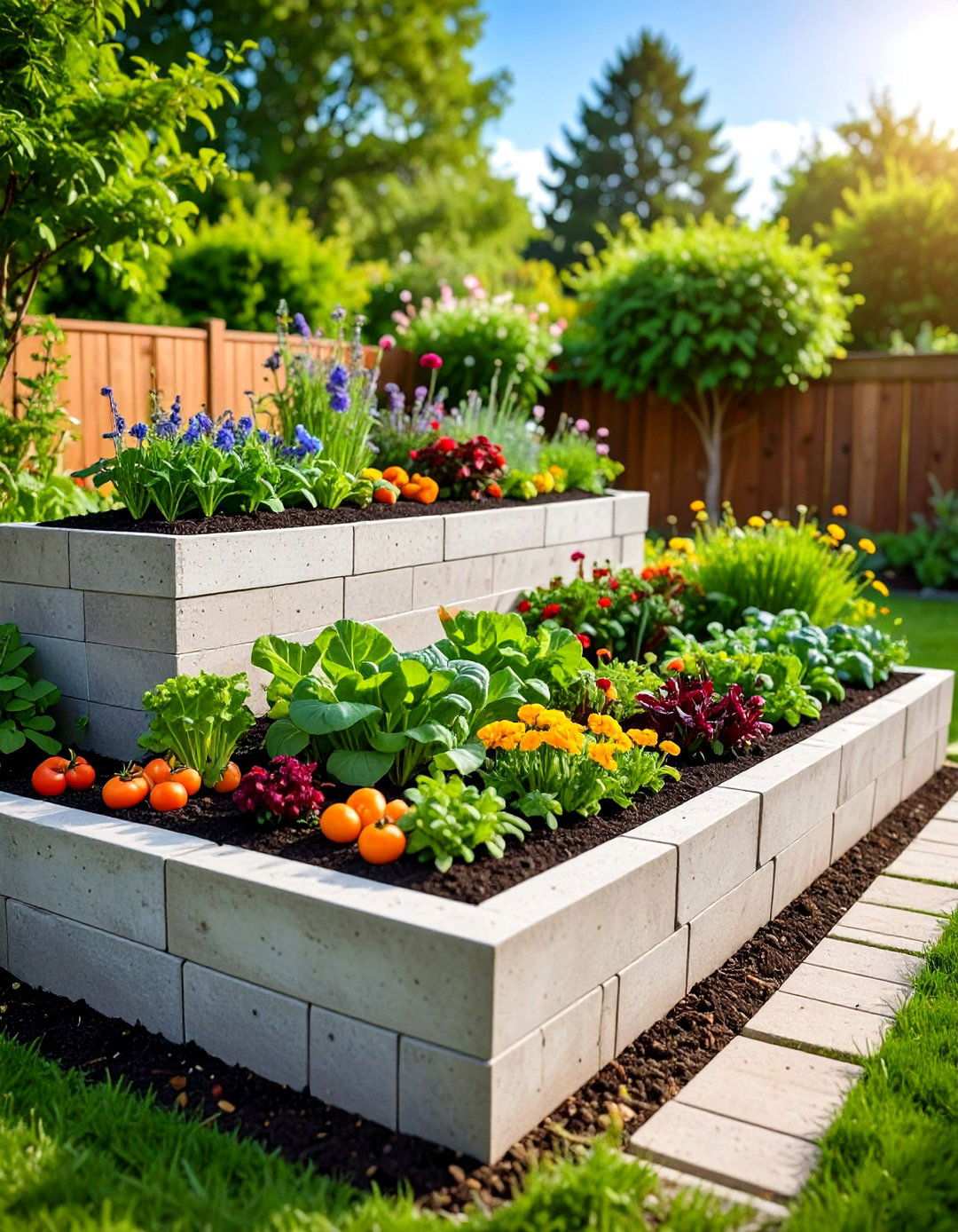 Stacked Cinder Block Raised Garden Bed - 20 Inexpensive Raised Garden Bed Ideas