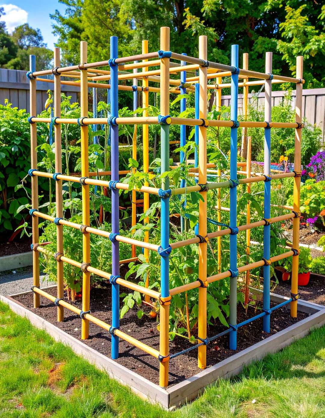 Stake and Weave Hybrid Trellis - 20 Tomato Trellis Ideas
