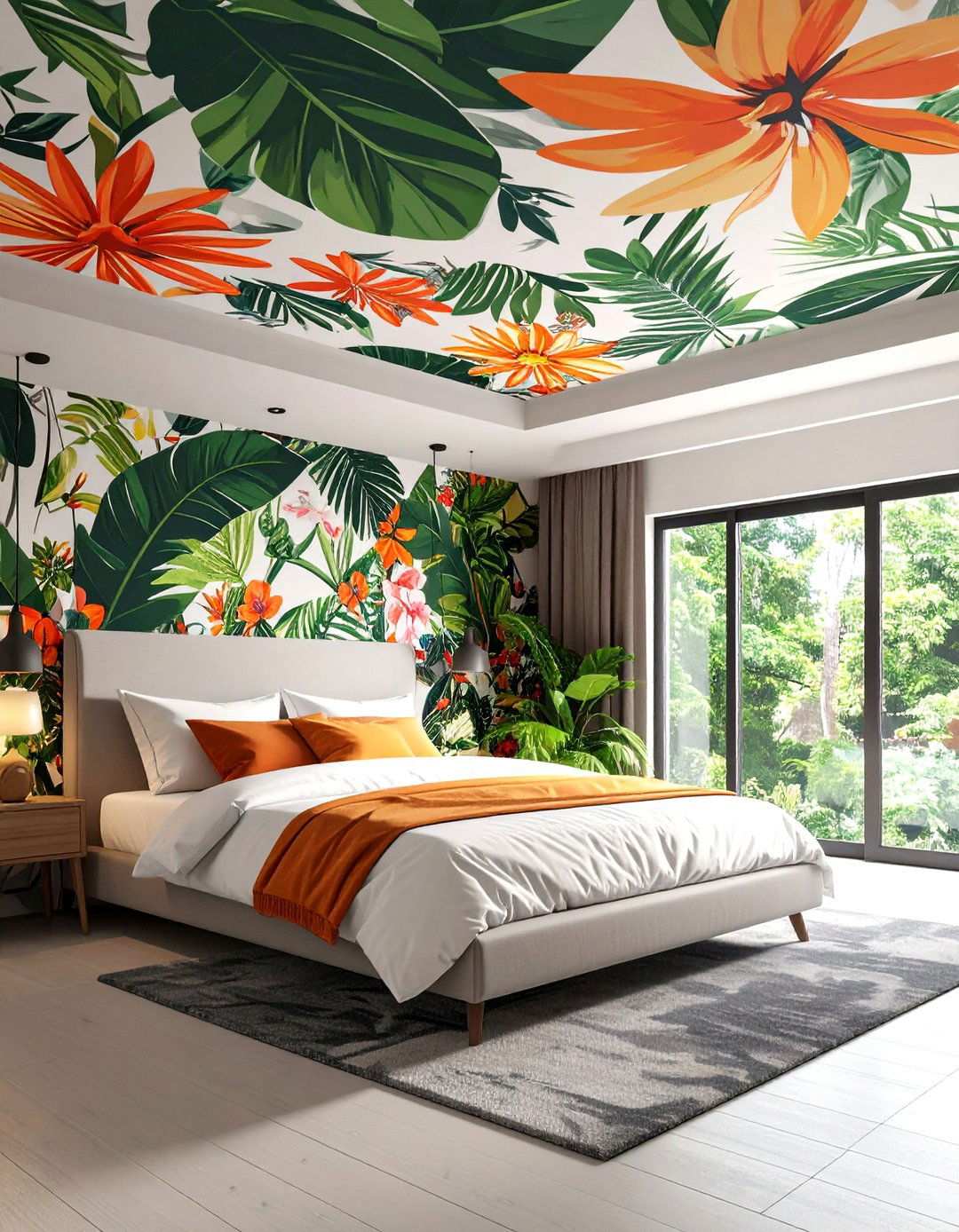 Statement Wallpapered Ceiling - 20 Bedroom Ceiling Ideas