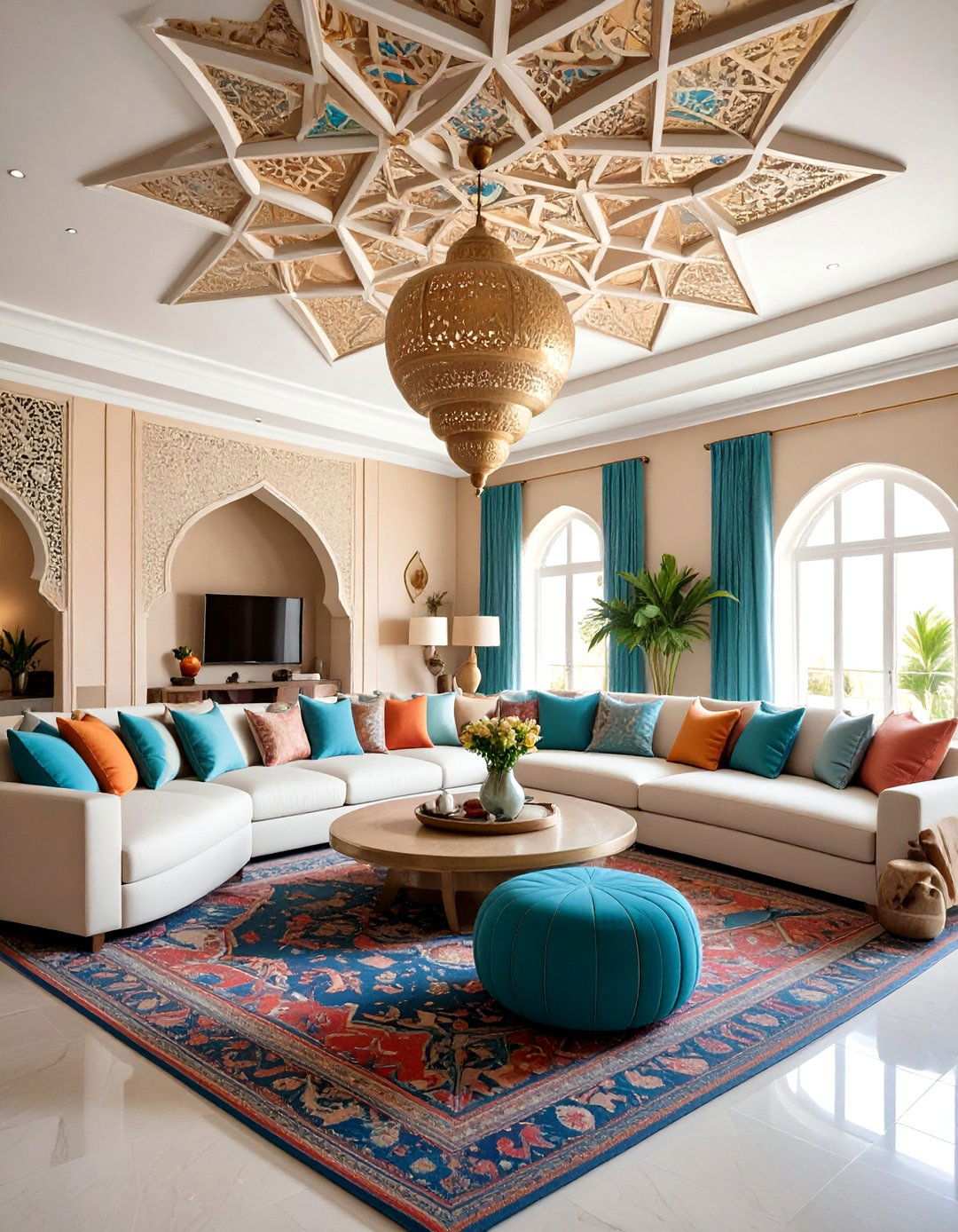 Stenciled Pattern Accent Ceiling - 20 Accent Ceiling Ideas