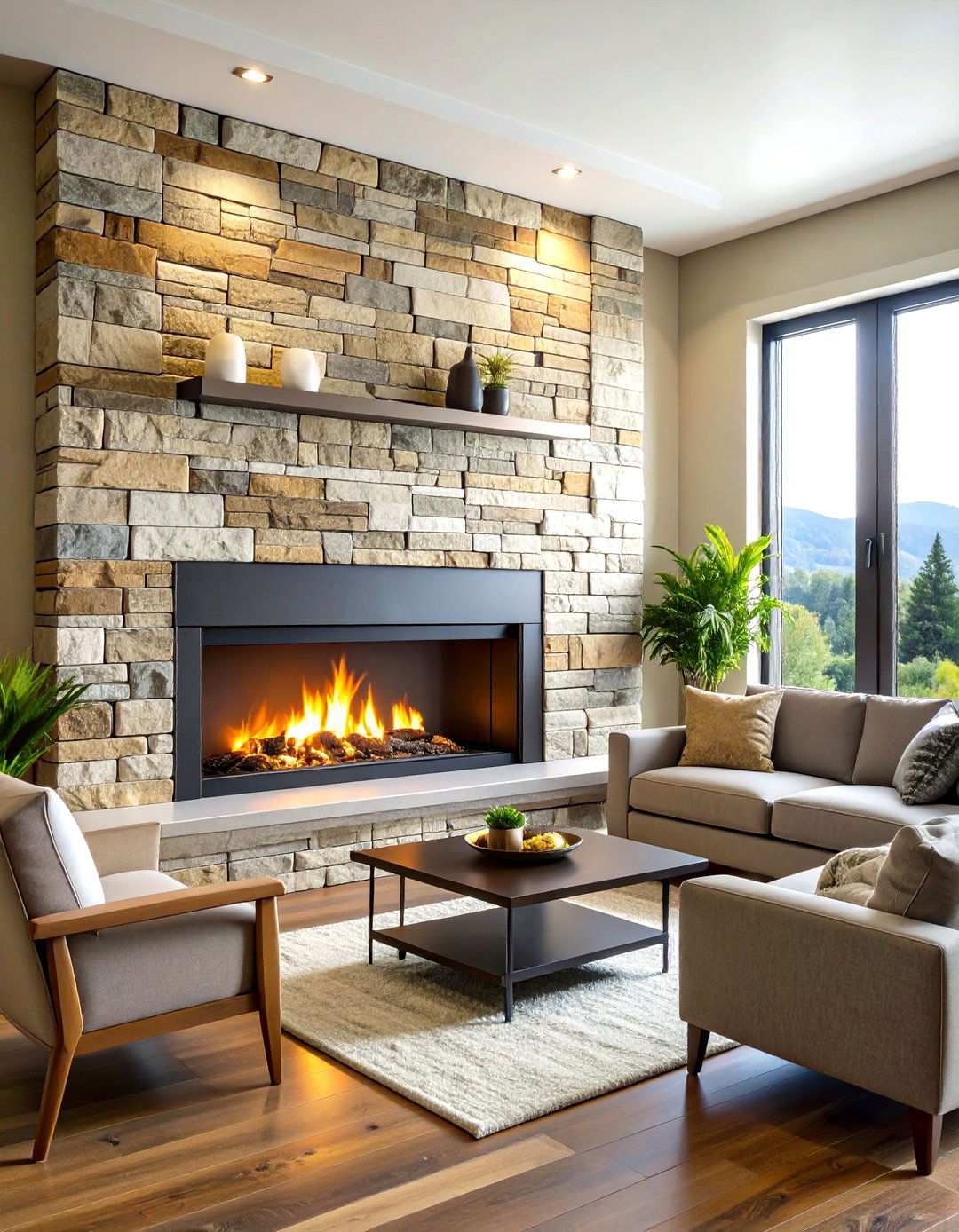 Stone Veneer Accent Wall - 20 Stone Fireplace Ideas