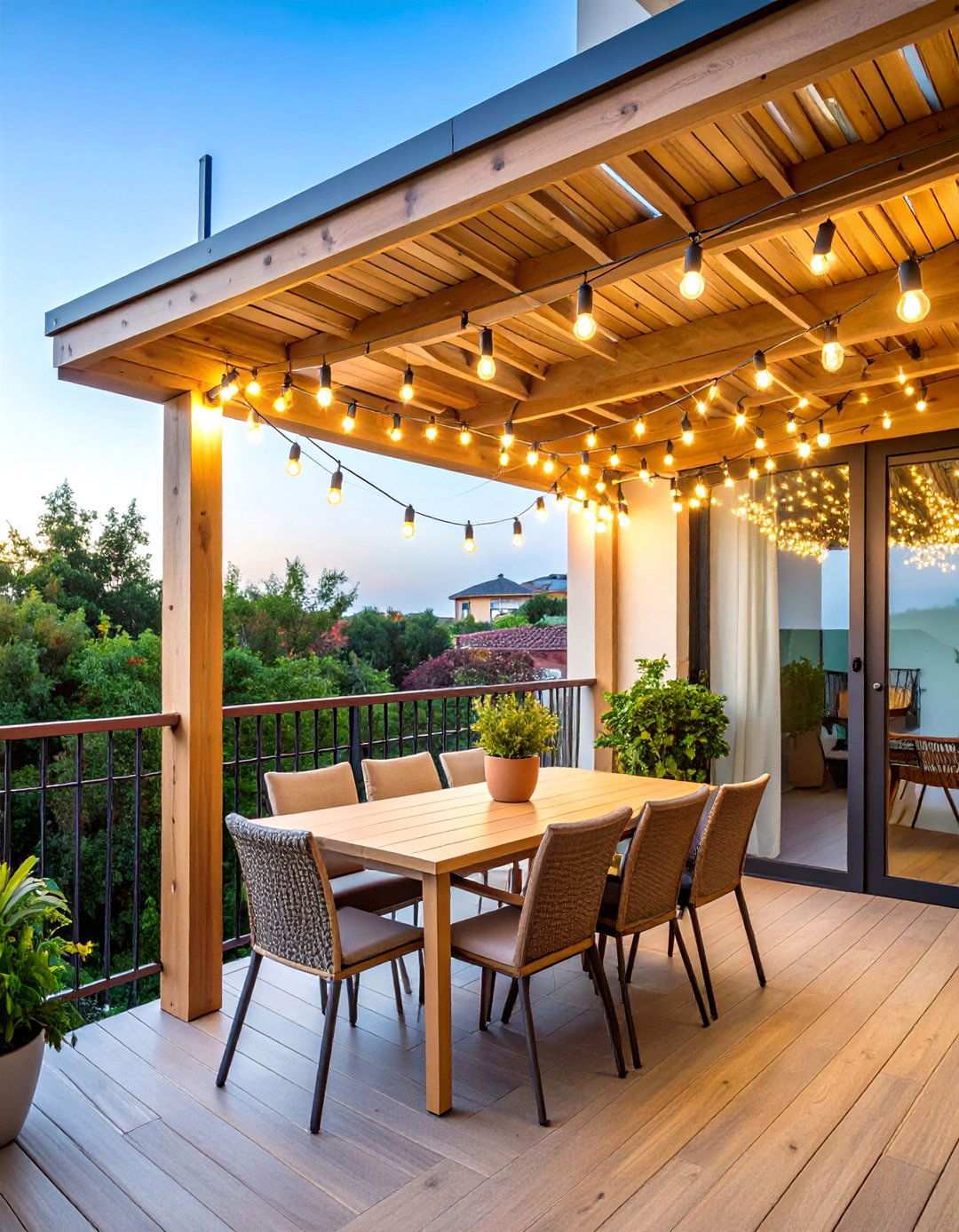 String Light Canopy Effects - 20 Balcony Deck Ideas