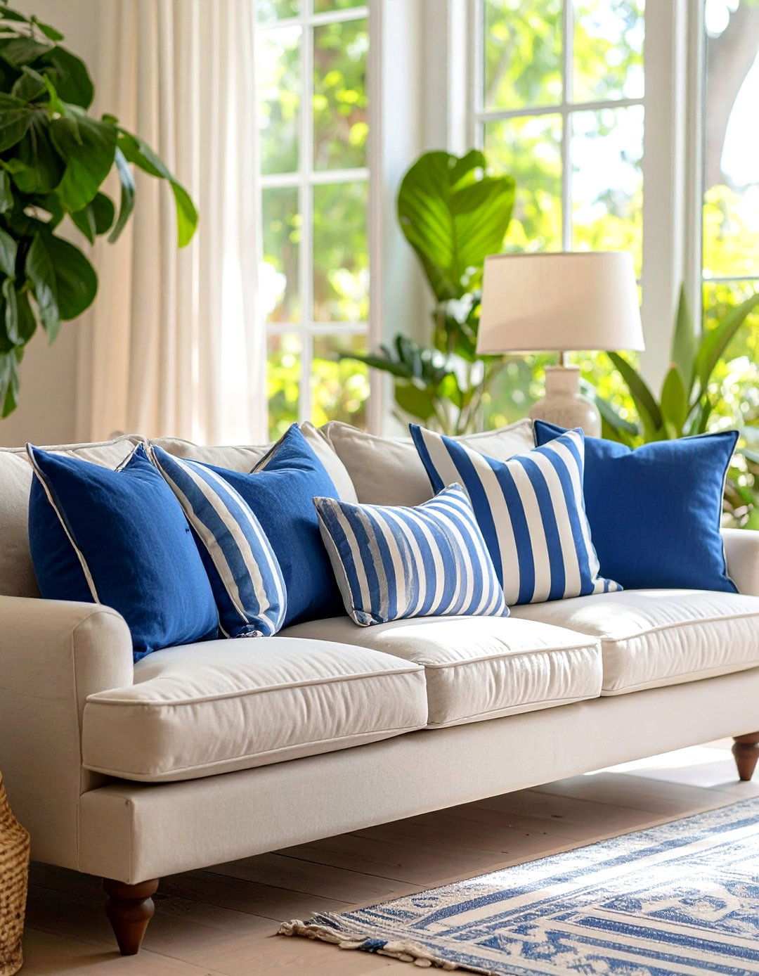Striped Pillows Punch Up Beach House Decor - 20 Beach House Decor Ideas