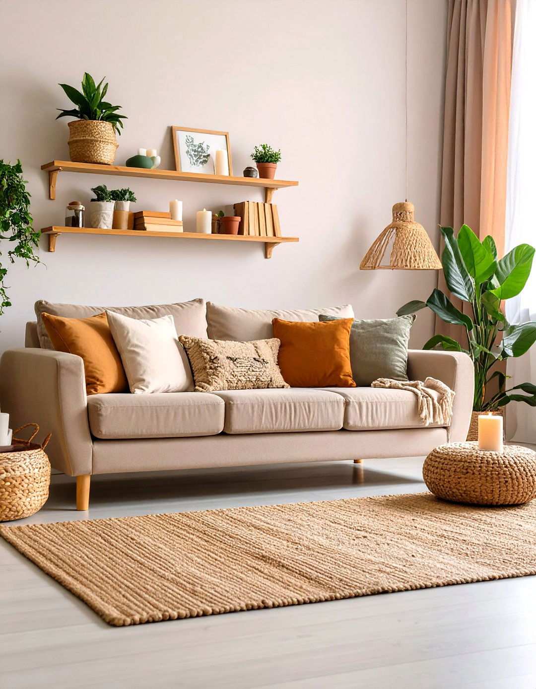 Sustainable Materials Ground a Beige Living Room - 20 Beige Living Room Ideas