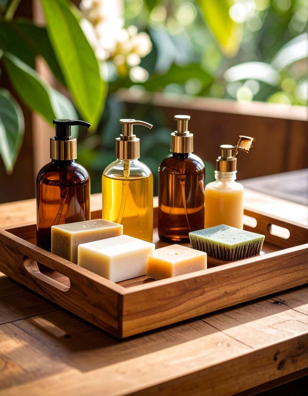 Sustainable Teak Bathroom Tray - 20 Bathroom Tray Ideas