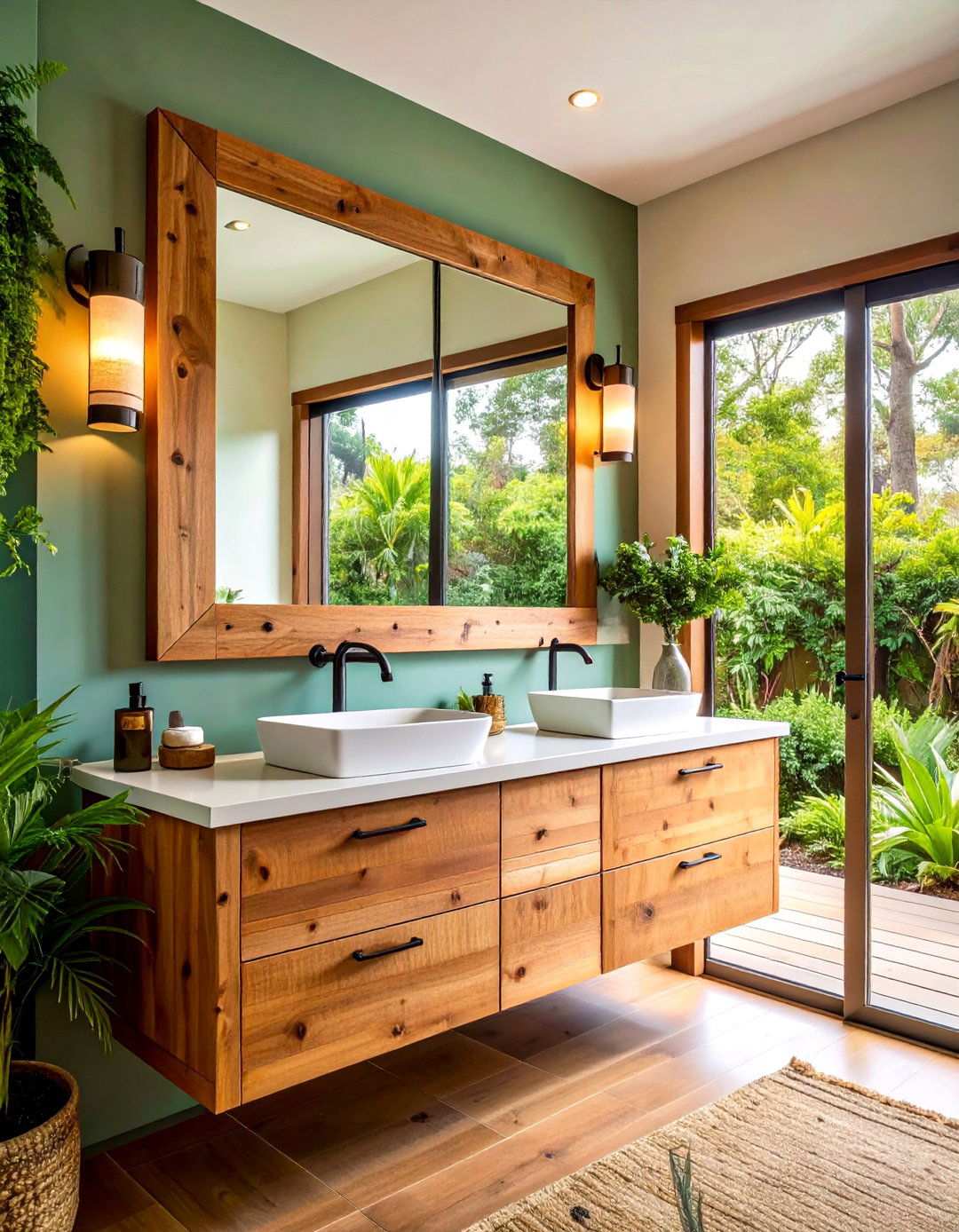 Sustainable Wood Framed Bathroom Mirror Embraces Nature - 20 Bathroom Mirror Ideas