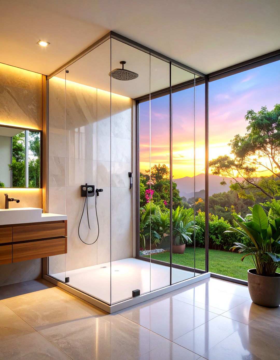 Switchable Smart Glass Flips from Clear to Opaque - 20 Bathroom Window Treatment Ideas