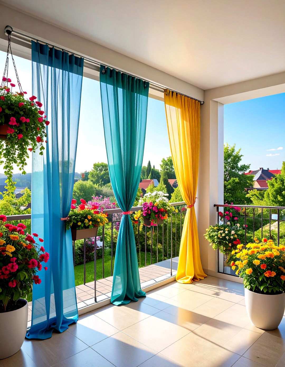 Tension Rod Systems for No Drill Balcony Shade - 20 Balcony Shade Ideas