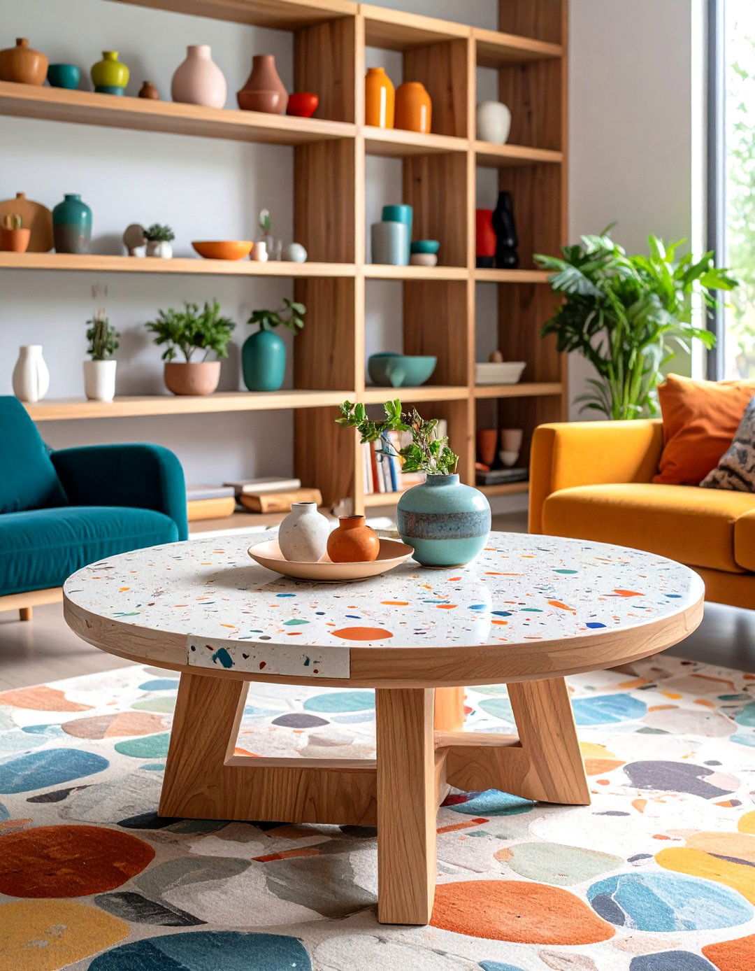 Terrazzo and Mixed Materials in Living Room Design - 20 70s Living Room Ideas