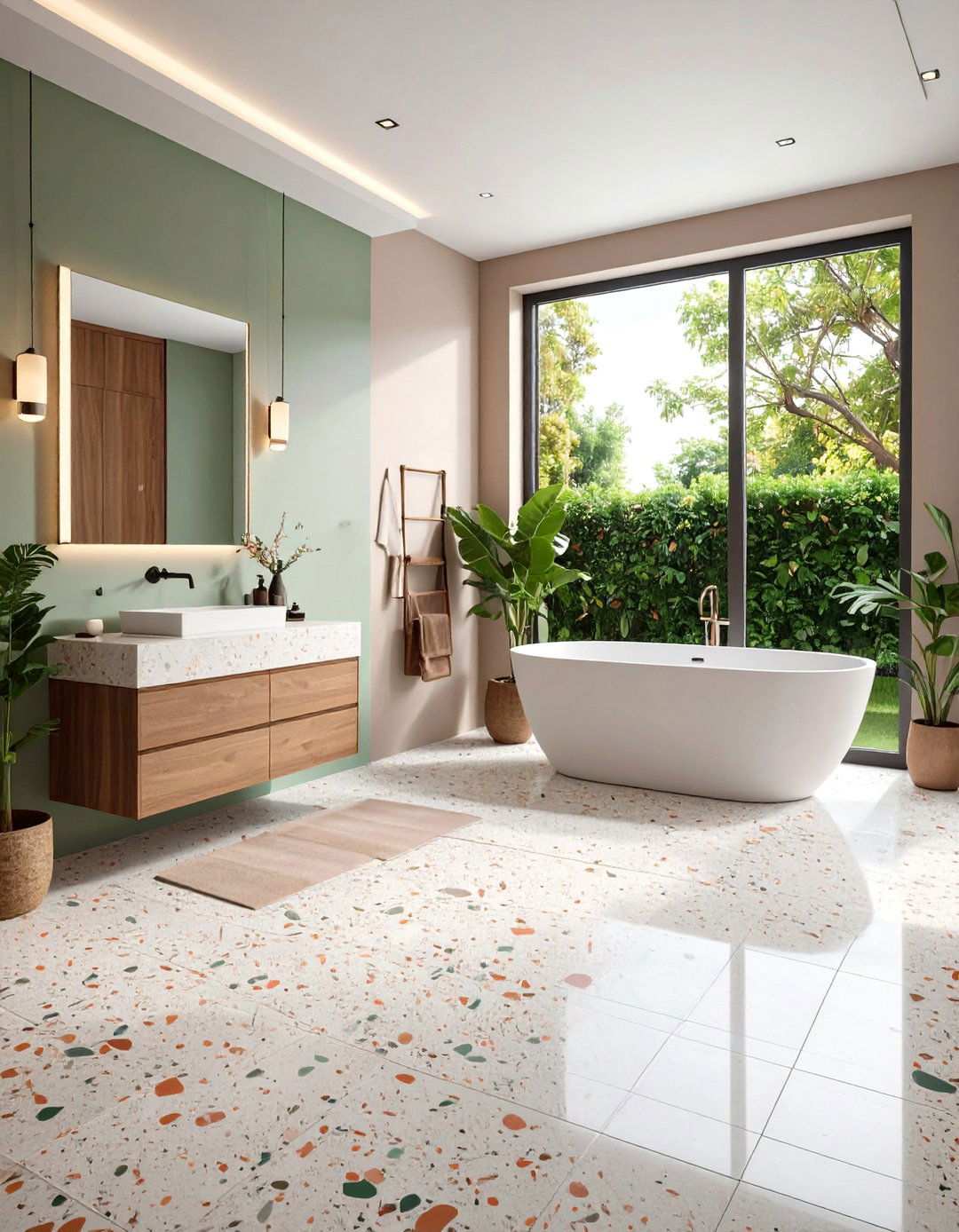 Terrazzo Effect Tiles Offer Subtle Color Confetti - 20 Bathroom Tile Ideas