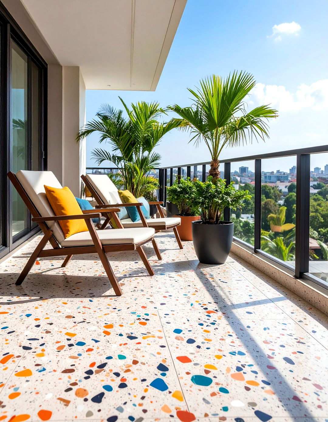 Terrazzo Style Balcony Tiles for Timeless Elegance - 20 Balcony Tiles Ideas