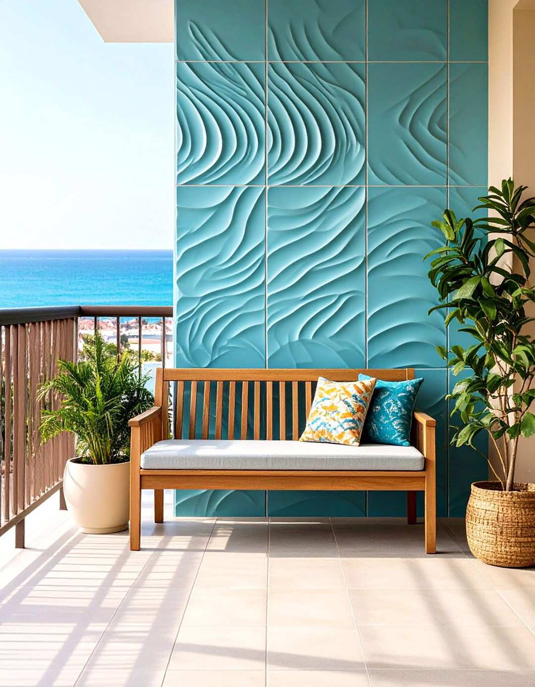 Textured D Balcony Tiles for Tactile Interest - 20 Balcony Tiles Ideas
