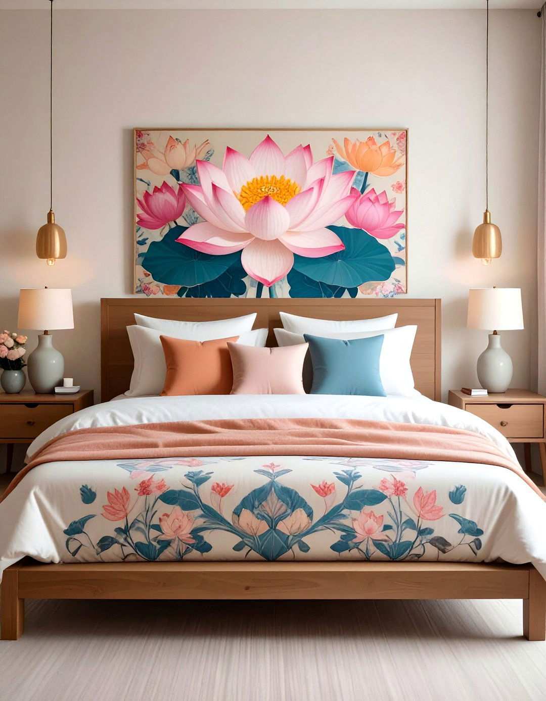 Thai Lotus Flower Decorative Motifs - 20 Asian Bedroom Ideas