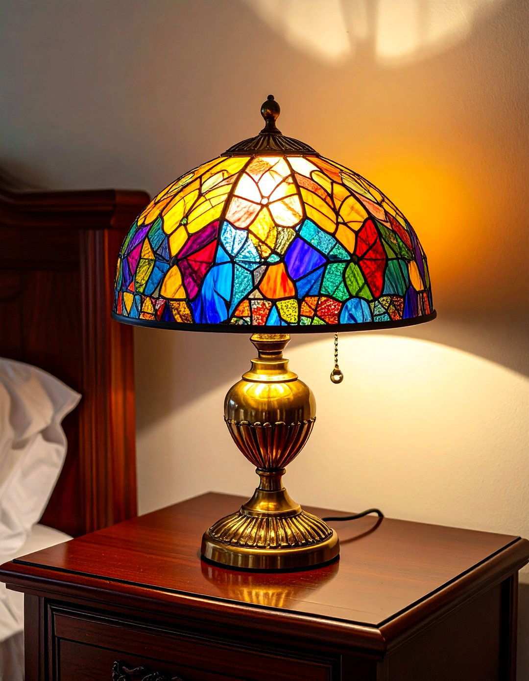 Tiffany Style Stained Glass Bedroom Lighting - 20 70s Bedroom Decor Ideas