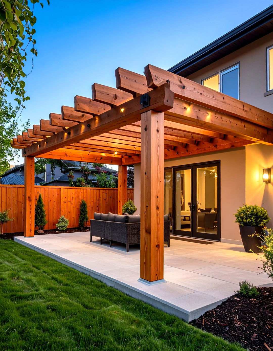 Timber Pergolas Enhancing Black Exterior Living - 20 Black House With Wood Accents