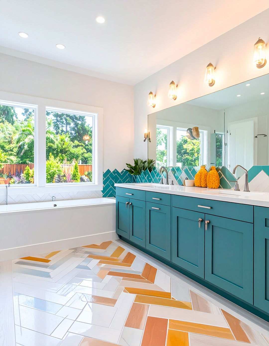 Timeless Herringbone Pattern Backsplash - 20 Bathroom Backsplash Ideas