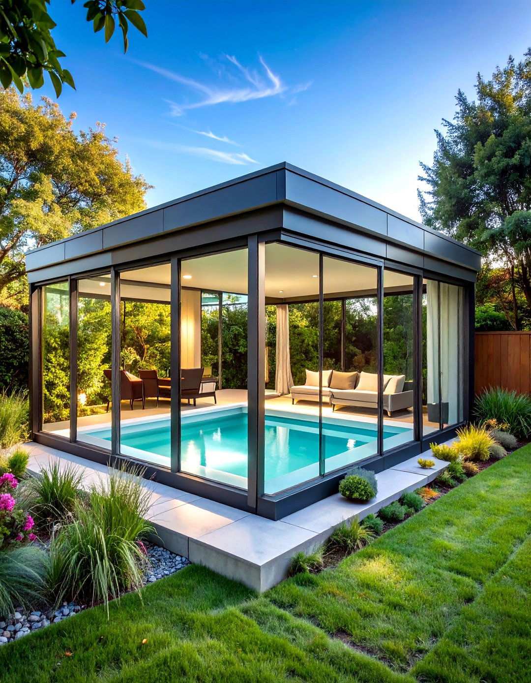 Tinted Glass Panels for Sleek Hot Tub Privacy - 20 Backyard Hot Tub Privacy Ideas