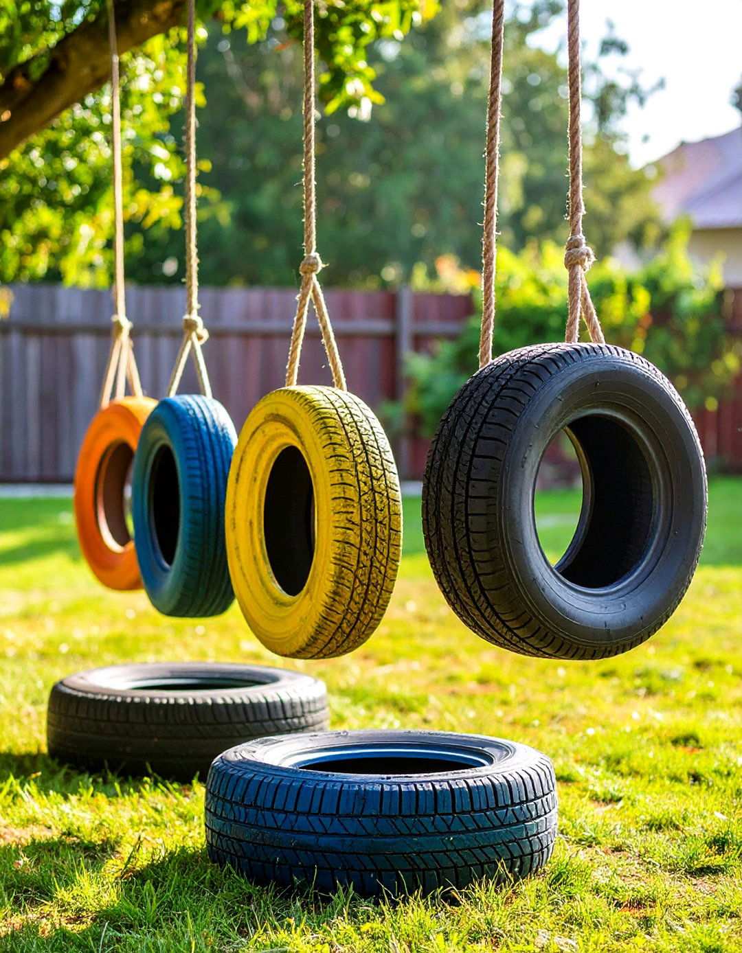 Tire Swing and Climbing Tire Course - 20 Backyard Playground Ideas