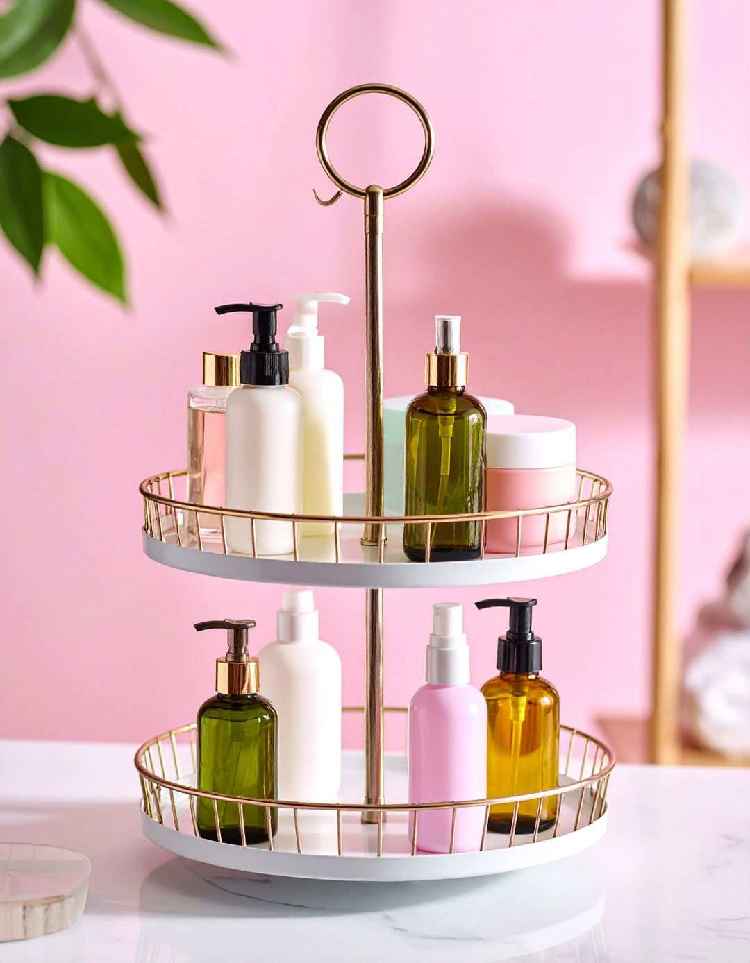 Two Tier Bathroom Tray Stand - 20 Bathroom Tray Ideas