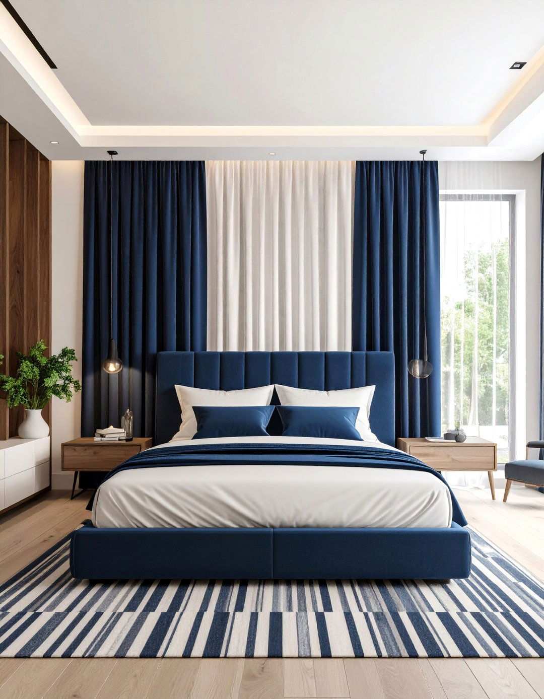 Two Tone Color Block Curtains - 20 Bedroom Curtain Ideas