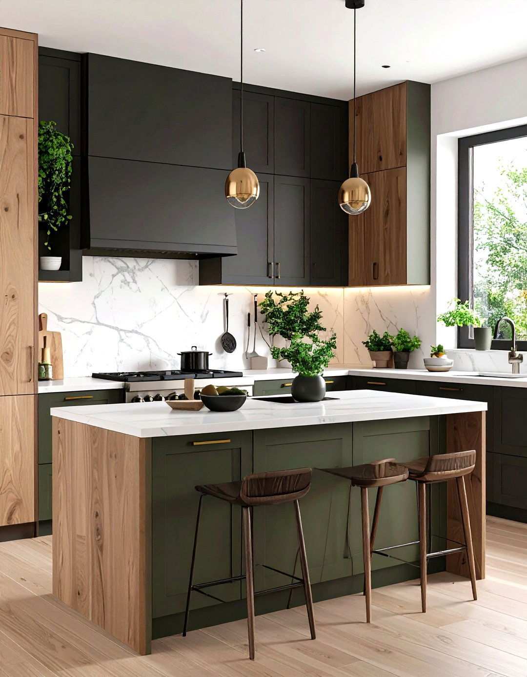 Two Tone Kitchen Green Lowers Black Uppers - 20 Black and Green Kitchen Ideas