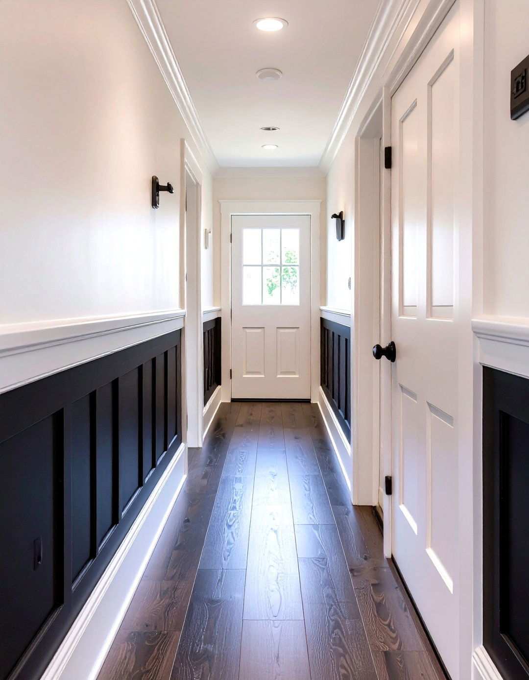 Two Tone Paint Split Horizontally - 20 Black and White Hallway Ideas