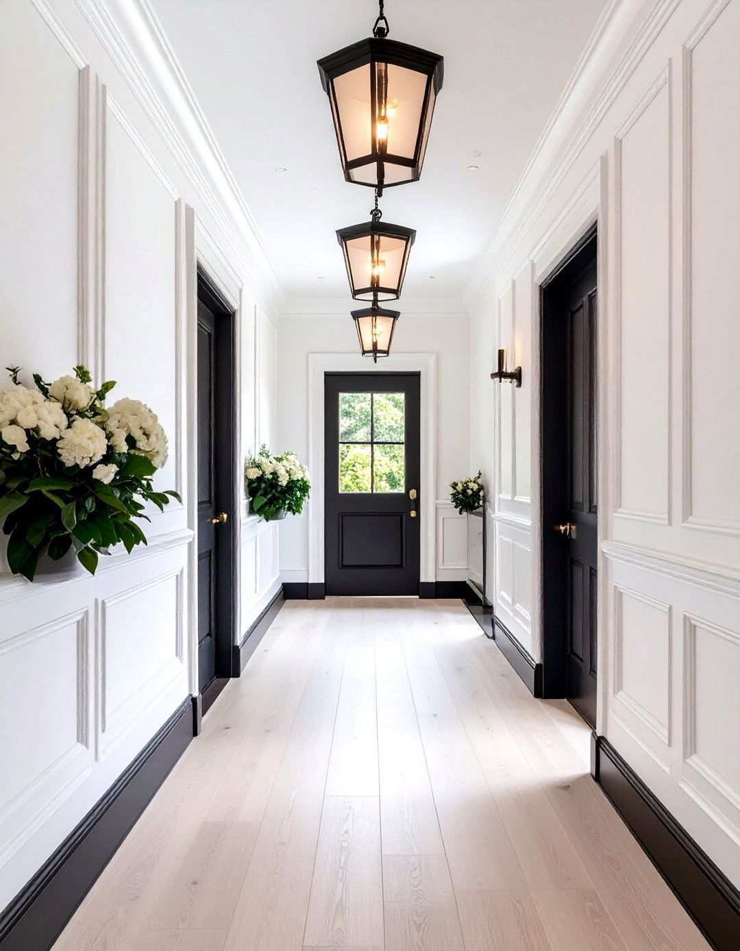 Two Tone Wainscoting Elevates the Entryway - 20 Black and White Entryway Design Ideas