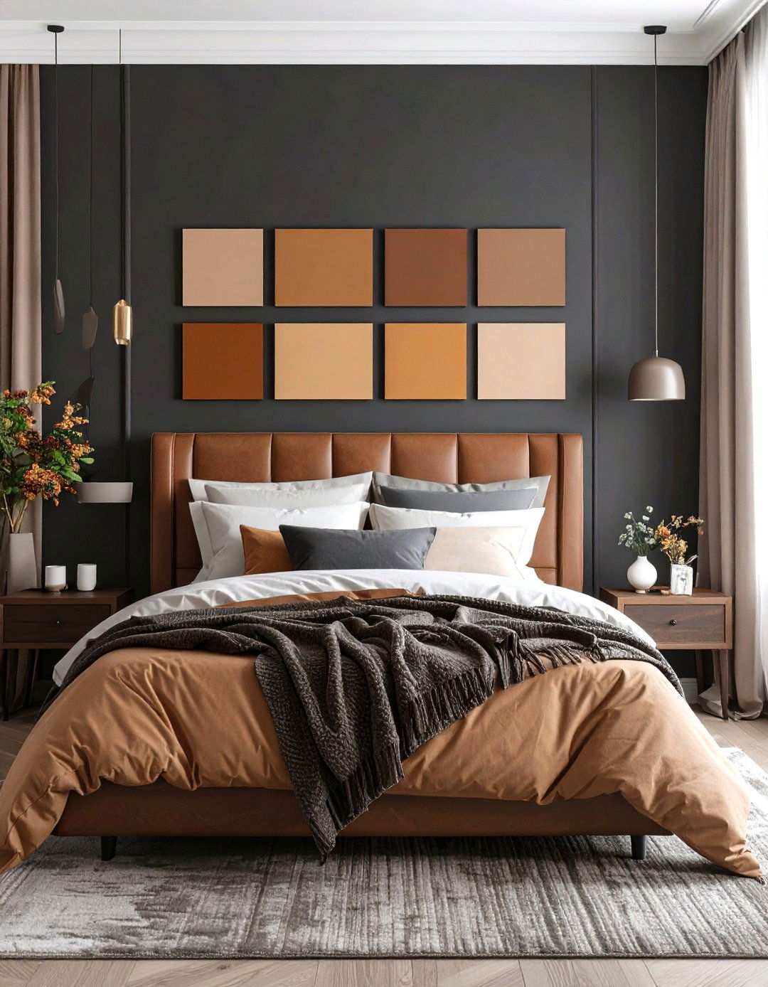 Undertone Matched Paint Pairings Seal a Successful Black and Brown Bedroom - 20 Black and Brown Bedroom Ideas