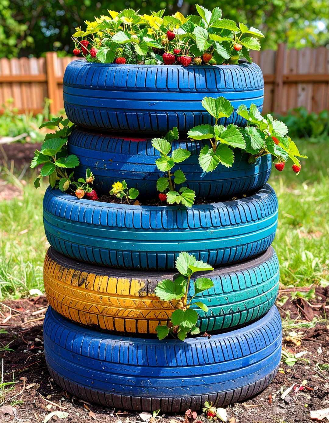 Upcycled Tire Planter - 20 Strawberry Planter Ideas