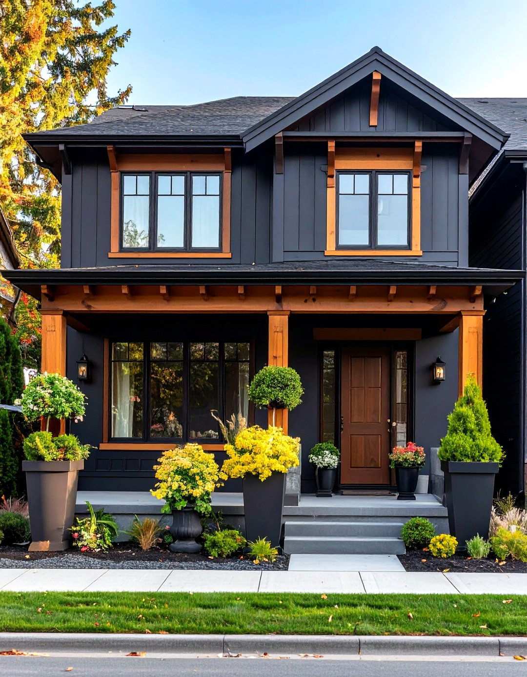 Urban Townhouses in Deep Black - 20 Black House Exteriors & Paint Colors