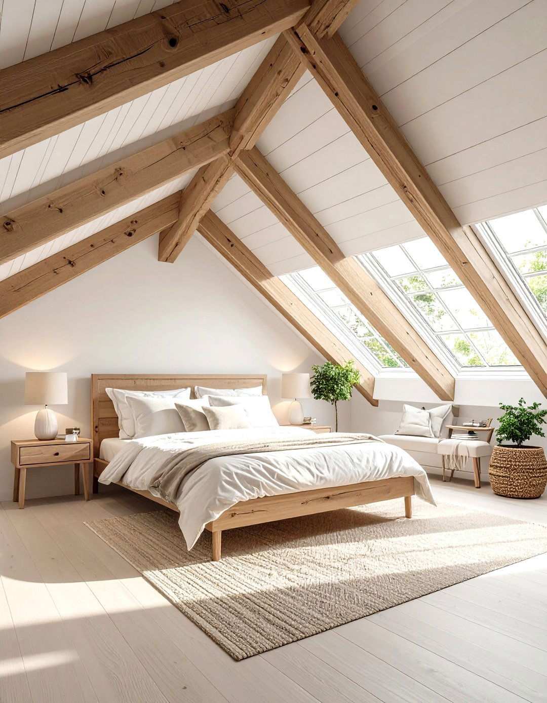 Vaulted Rafters Painted Crisp White - 20 Bedroom Ceiling Ideas