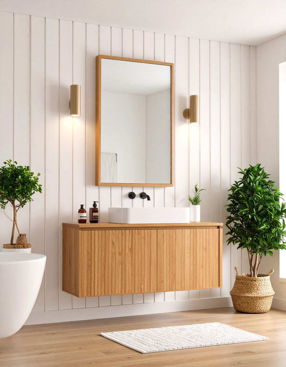 Vertical Beadboard to Stretch Small Spaces - 20 Beadboard Bathroom Ideas