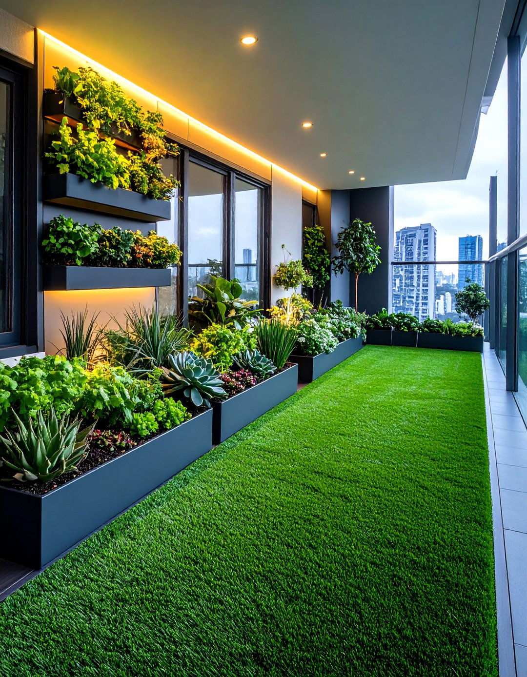 Vertical Garden Wall Artificial Grass Integration - 20 Artificial Grass Balcony Design