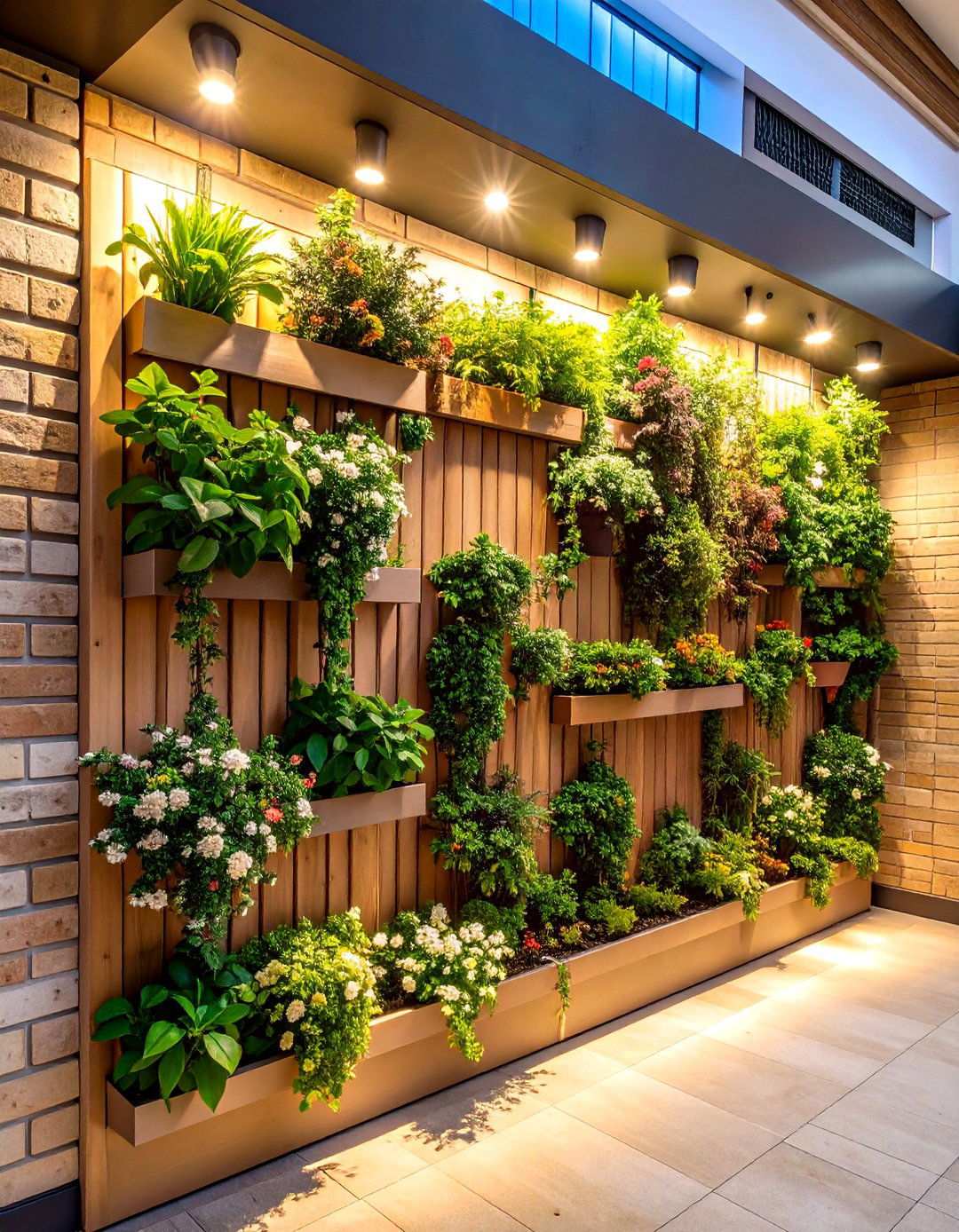Vertical Gardens Against Beige Brick Walls - 20 Beige Brick Exterior Home Ideas
