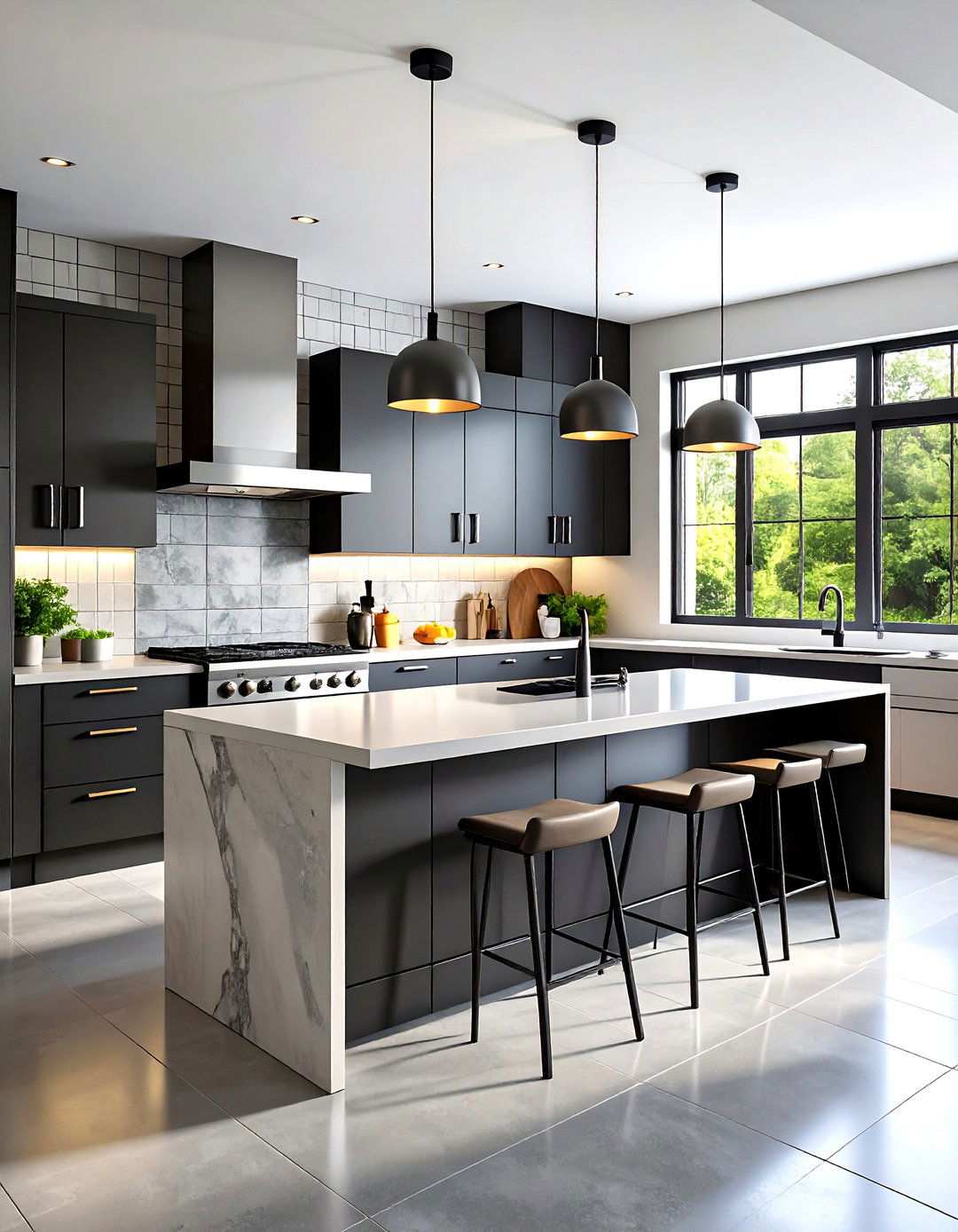 Vertical Stacked Black and White Kitchen Backsplash - 20 Black and White Kitchen Backsplash Ideas