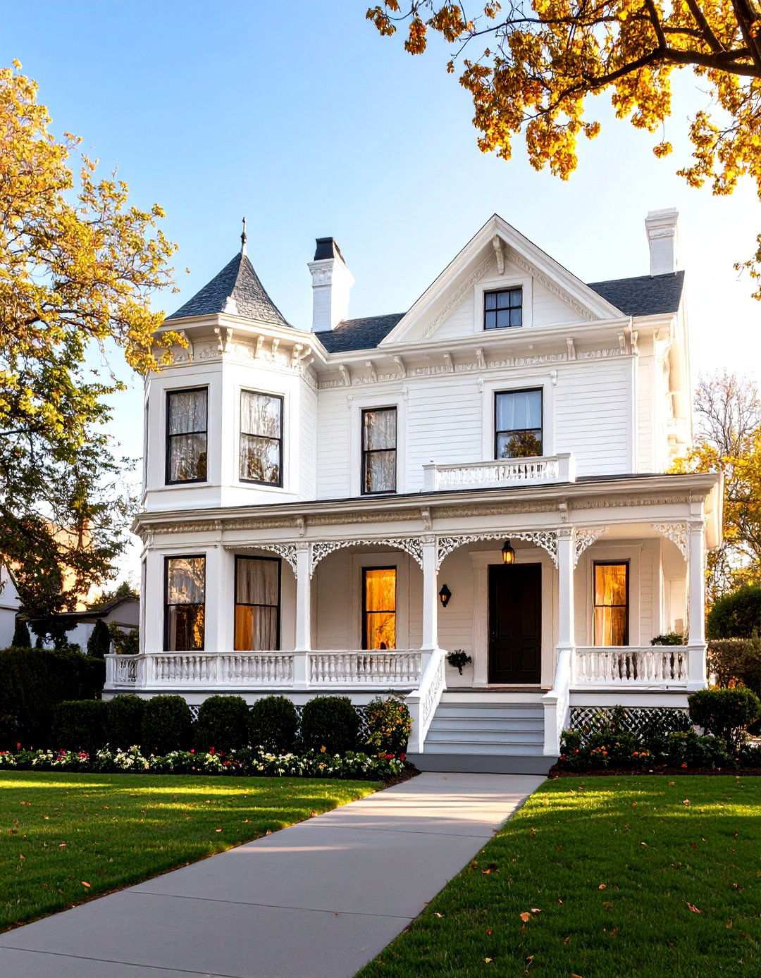 Victorian Black and White House Exterior with Detailed Trim - 20 Black and White House Exterior Ideas