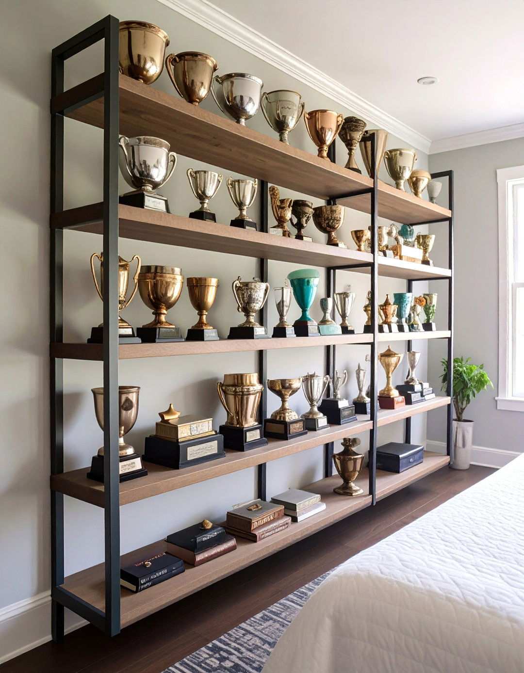 Vintage Baseball Trophy Collection Display - 20 Baseball Room Decor Ideas