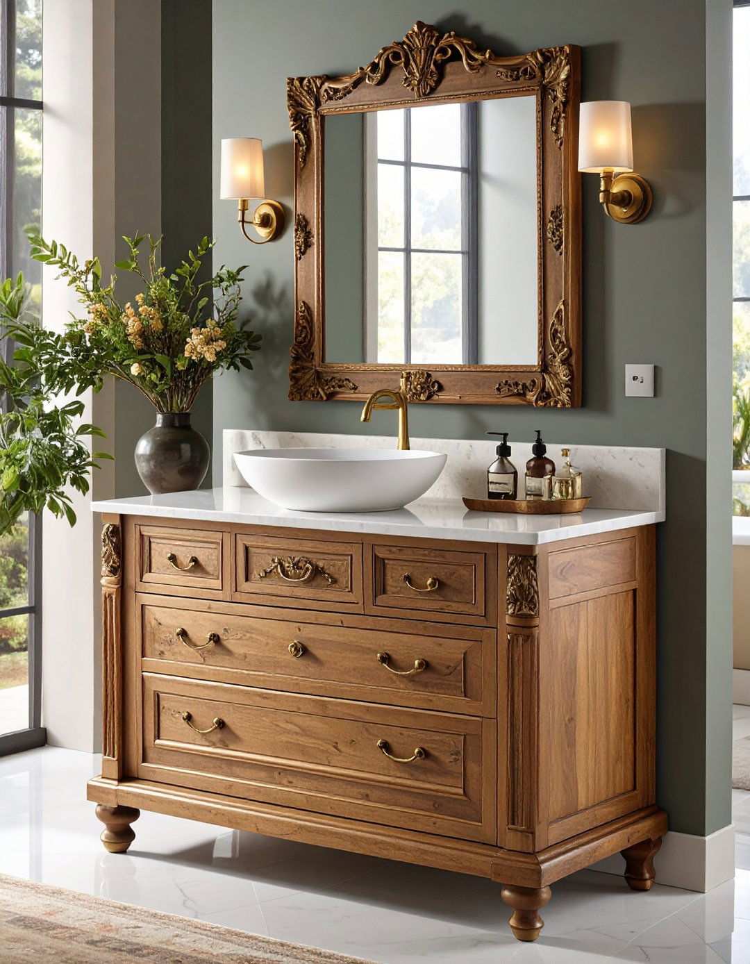 Vintage Dresser Vanity Adds Character - 20 Bathroom Furniture Ideas
