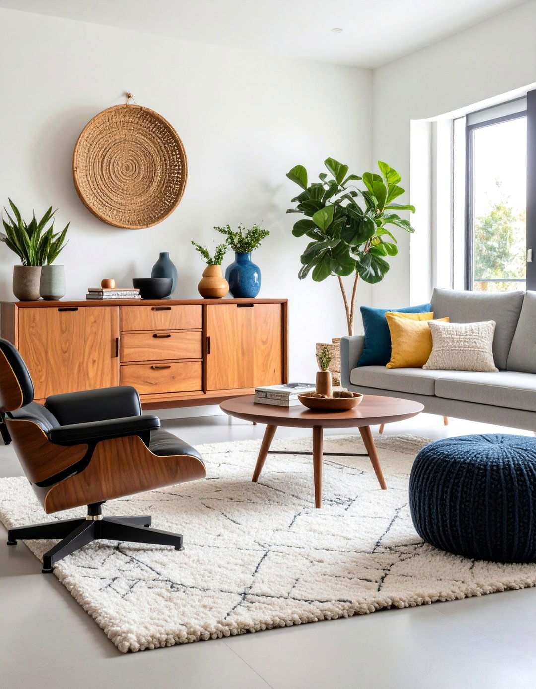 Vintage Mid Century Pieces Ground the Living Room - 20 Black and White Living Room Ideas