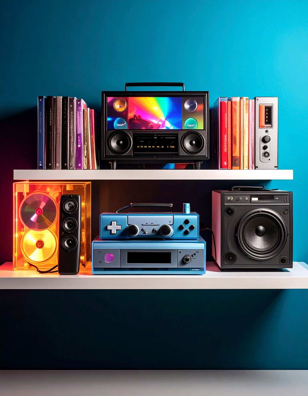 Vintage Tech Display Shelf - 20 90s Bedroom Decor Ideas