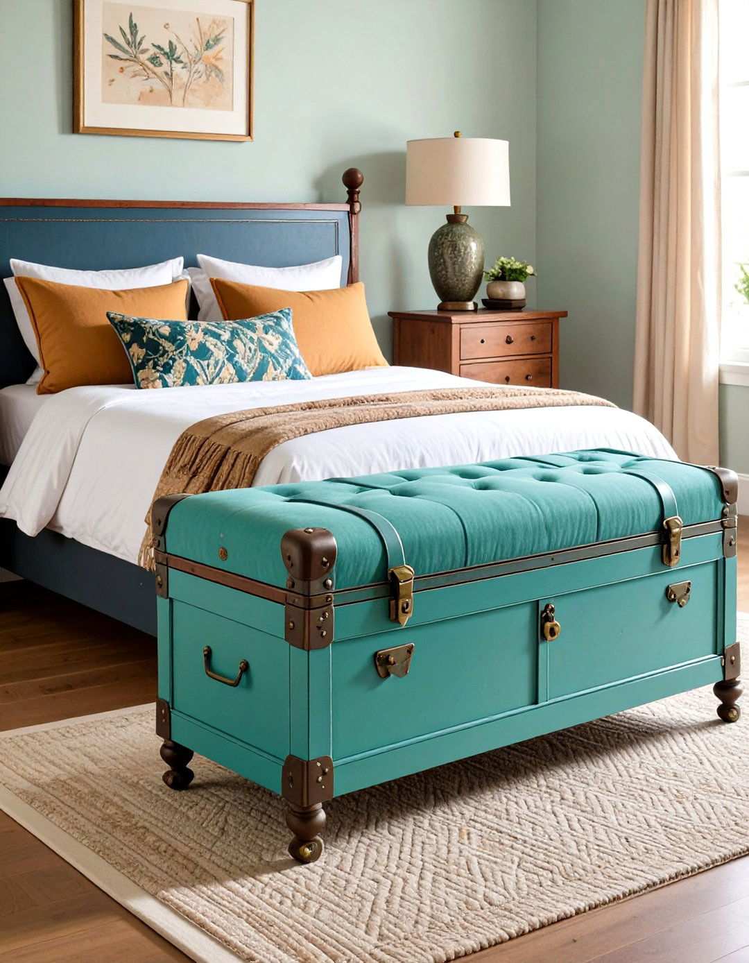 Vintage Trunk as Bedroom Bench - 20 Bedroom Bench Ideas