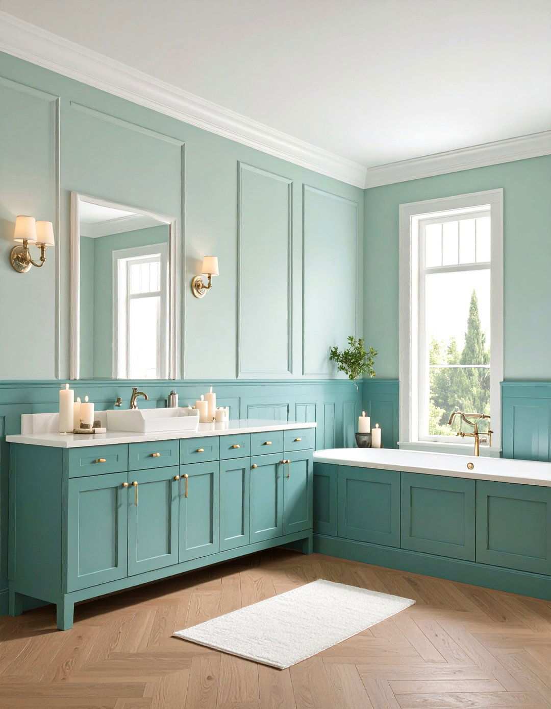 Wainscoting Height Bathroom Wall Paneling Defines Visual Balance - 20 Bathroom Wall Paneling Ideas