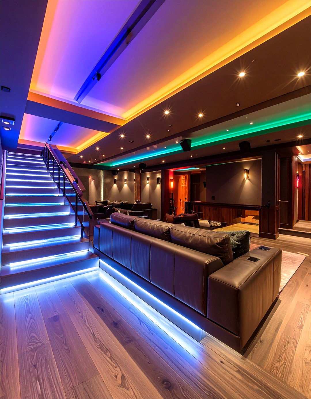 Wall Sconce Lighting for Basement Theater Ambiance Control - 20 Basement Home Theater Ideas