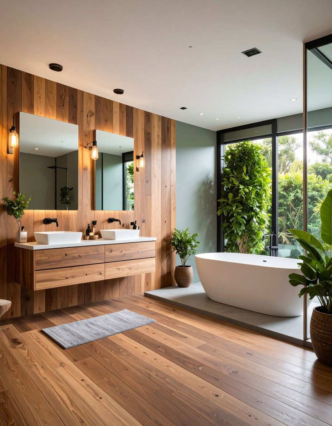 Warm Reclaimed Wood Backsplash - 20 Bathroom Backsplash Ideas