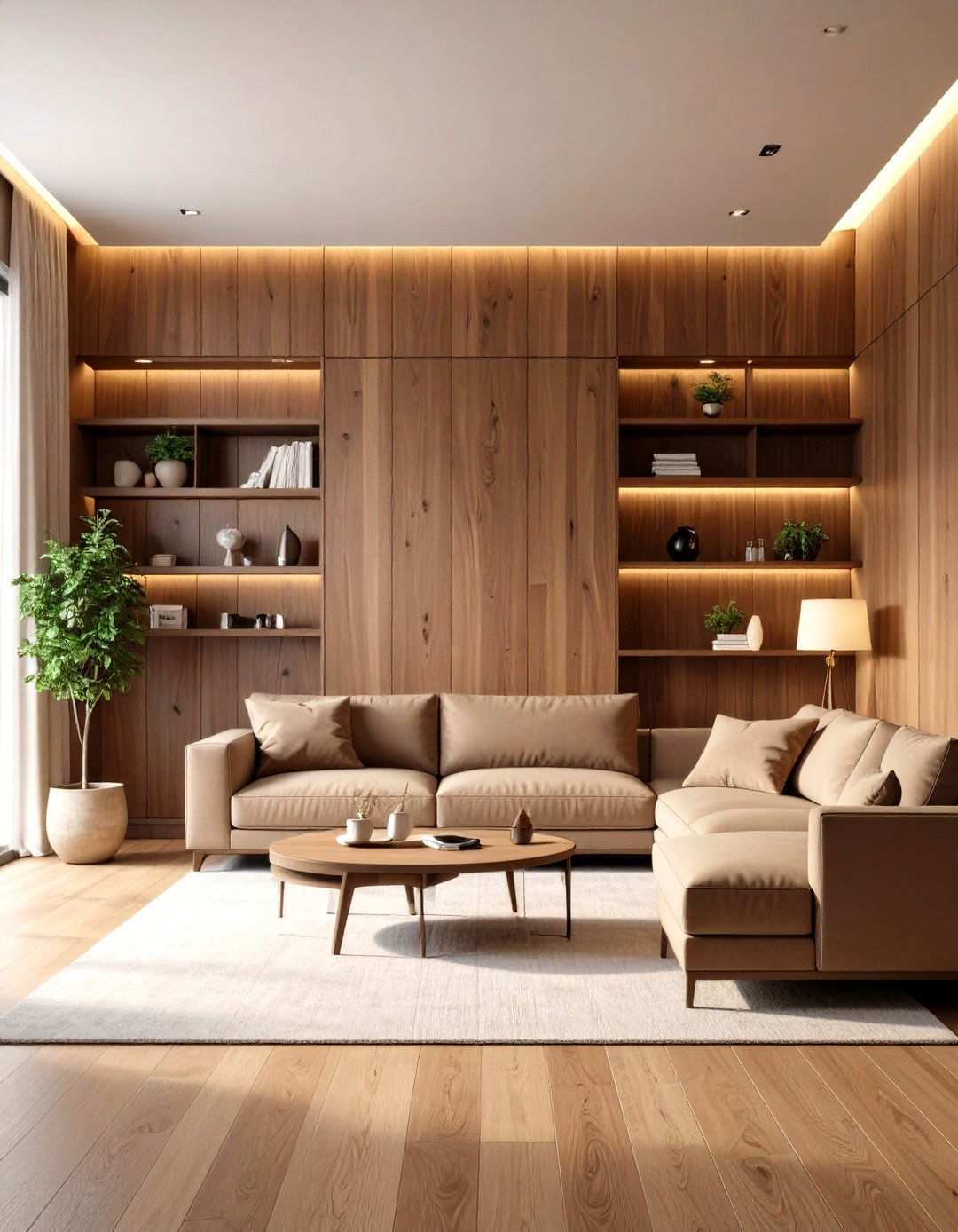 Warm Wood Panel Accent Wall - 20 1950s Living Room Ideas