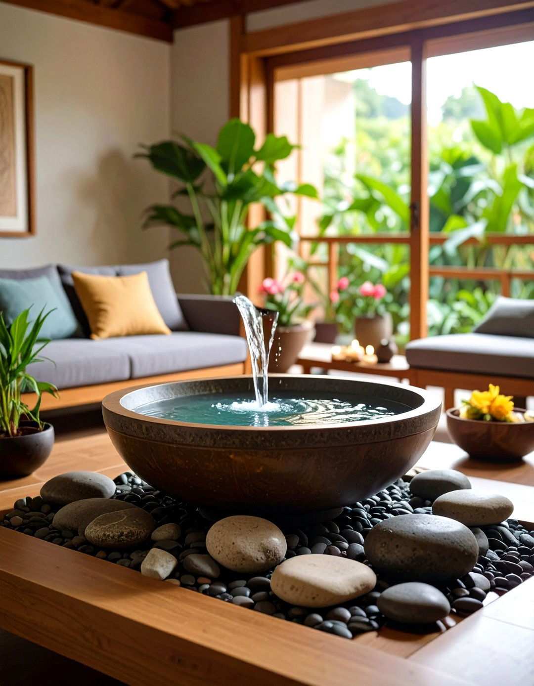 Water Feature Asian Living Room Elements - 20 Asian Living Room Ideas