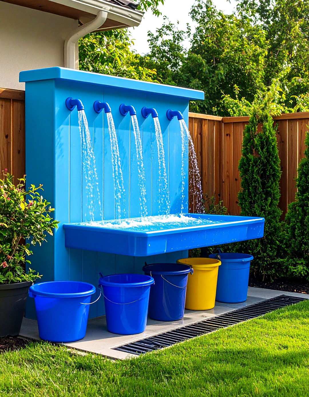 Water Play Station with Splash Features - 20 Backyard Playground Ideas