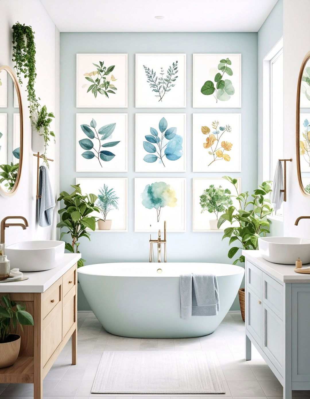 Watercolor and Soft Artistic Paintings - 20 Bathroom Art Ideas