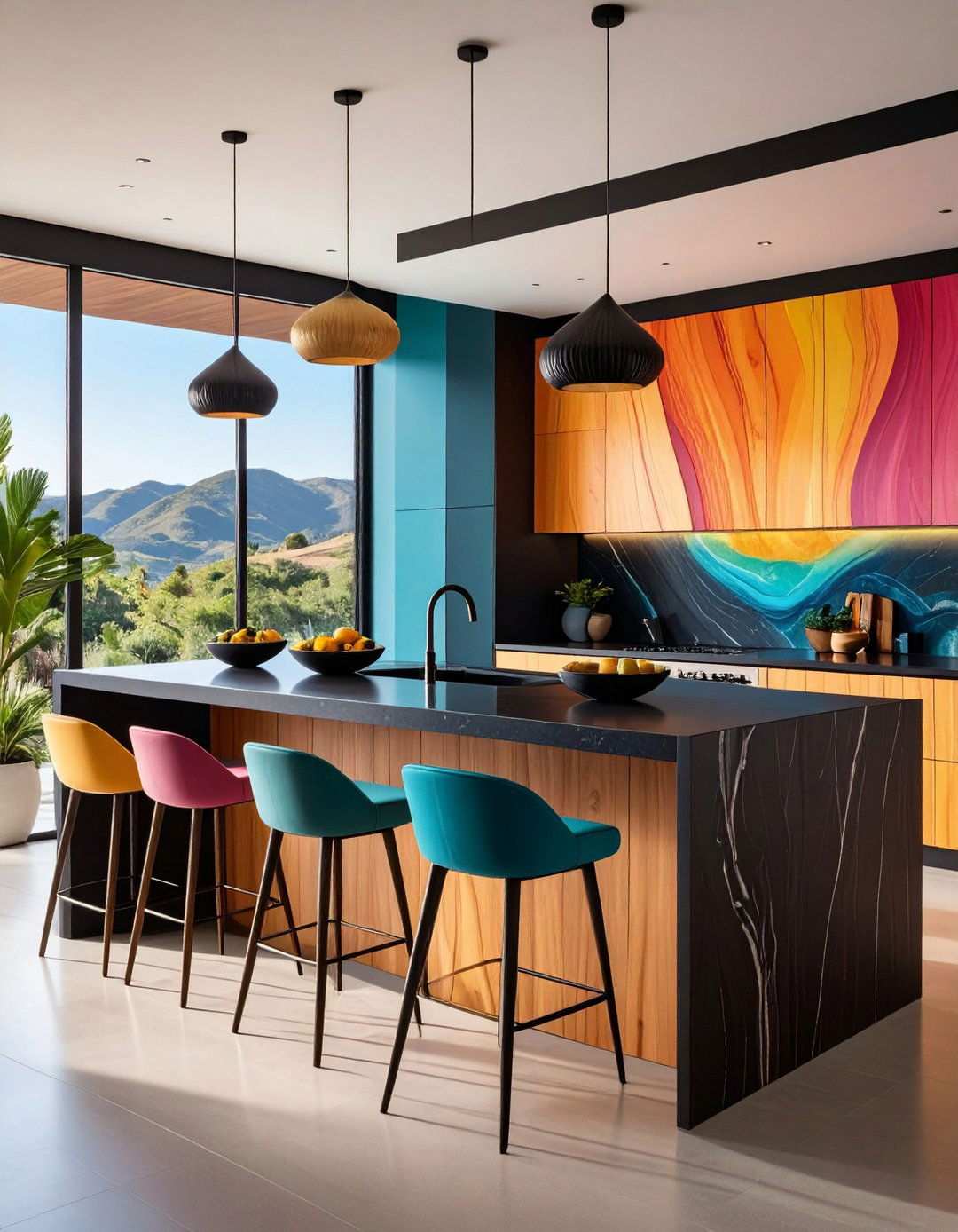 Waterfall Edge Counters Create Sculptural Islands - 20 Black Kitchen Countertops