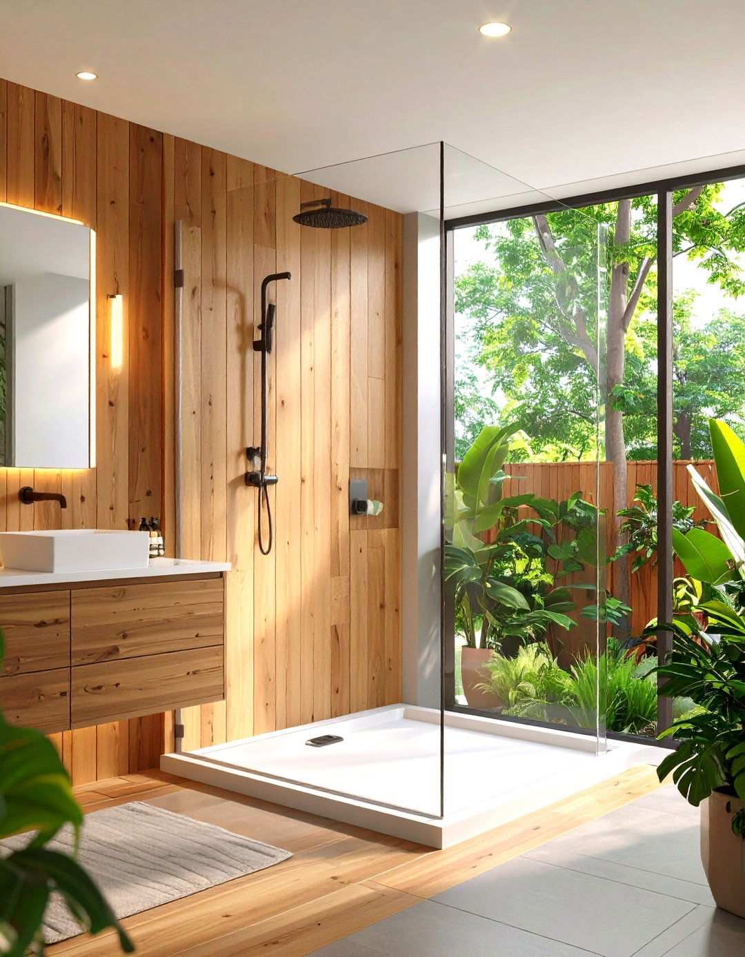 Waterproof PVC Beadboard in the Shower Surround - 20 Beadboard Bathroom Ideas